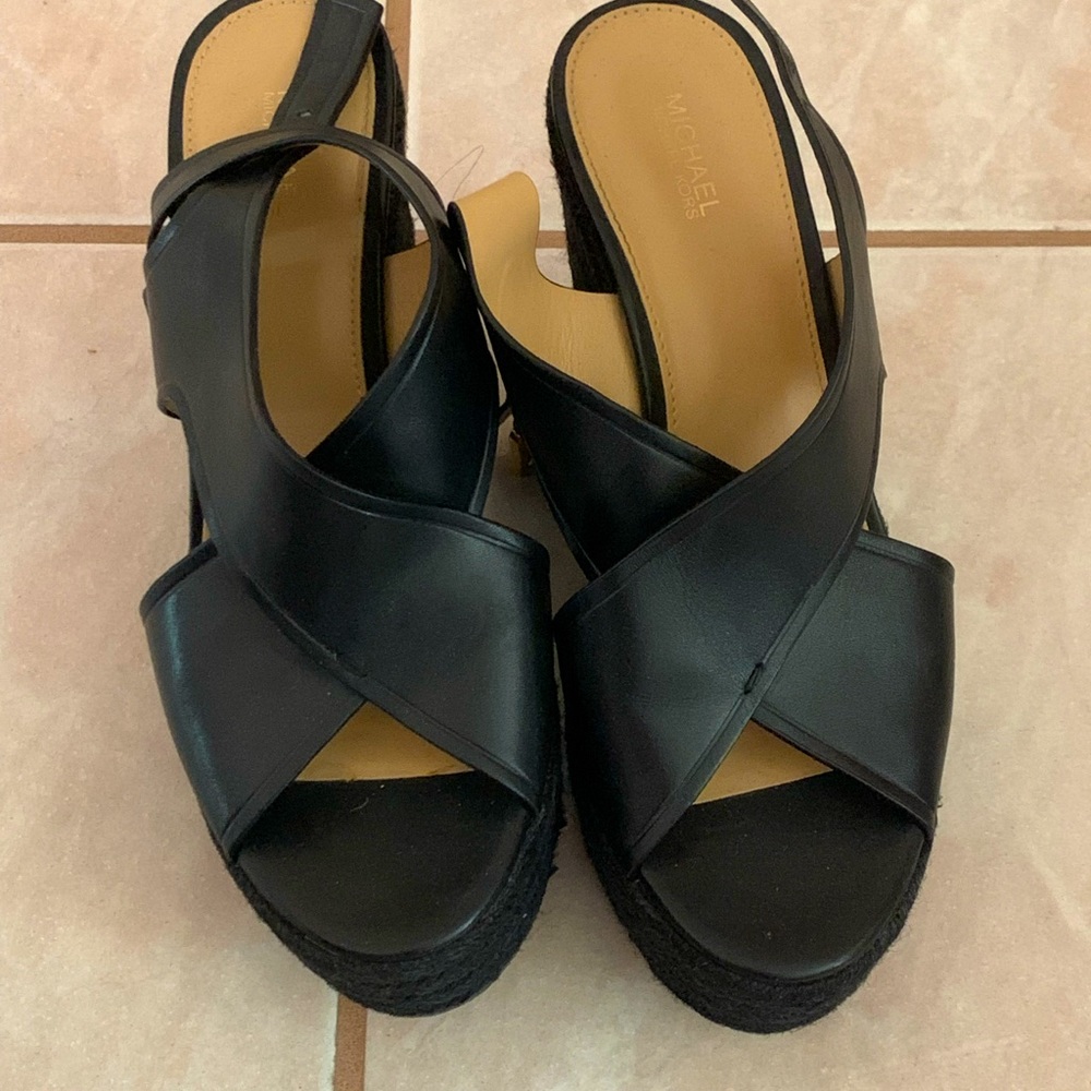 Michael Michael Kors black leather espadrilles